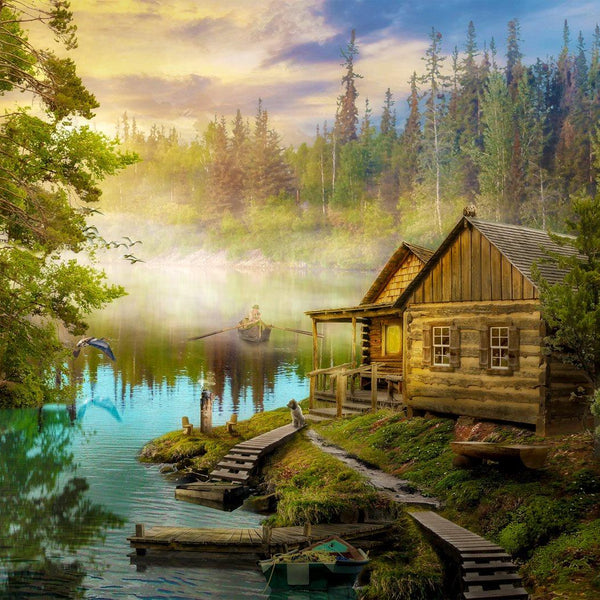 Enjoy A Log Cabin on the River Jigsaw Puzzle (1000 Pieces)