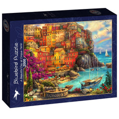 Bluebird Chuck Pinson - A Beautiful Day at Cinque Terre Jigsaw Puzzle (2000 Pieces)
