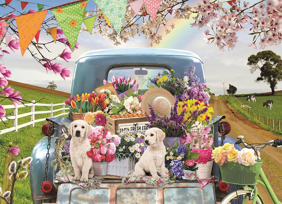 Cobble Hill Country Truck in Spring Jigsaw Puzzle (500 XL Pieces)