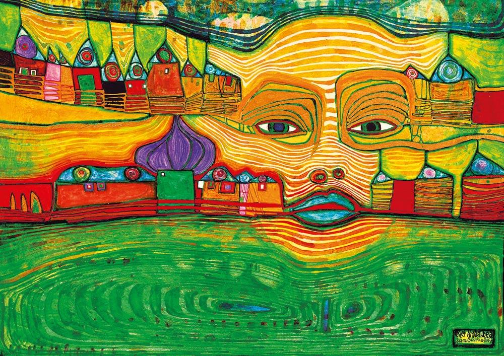 Bluebird Art Hundertwasser - Irinaland over the Balkans, 1969 Jigsaw Puzzle (1000 Pieces)