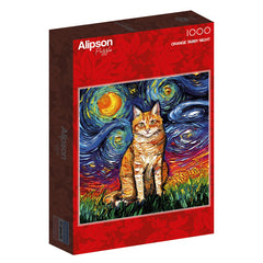 Alipson Orange Tabby Night Jigsaw Puzzle (1000 Pieces)