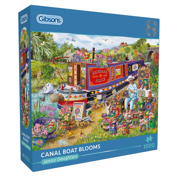Gibsons Canal Boat Blooms Jigsaw Puzzle (1000 Pieces)