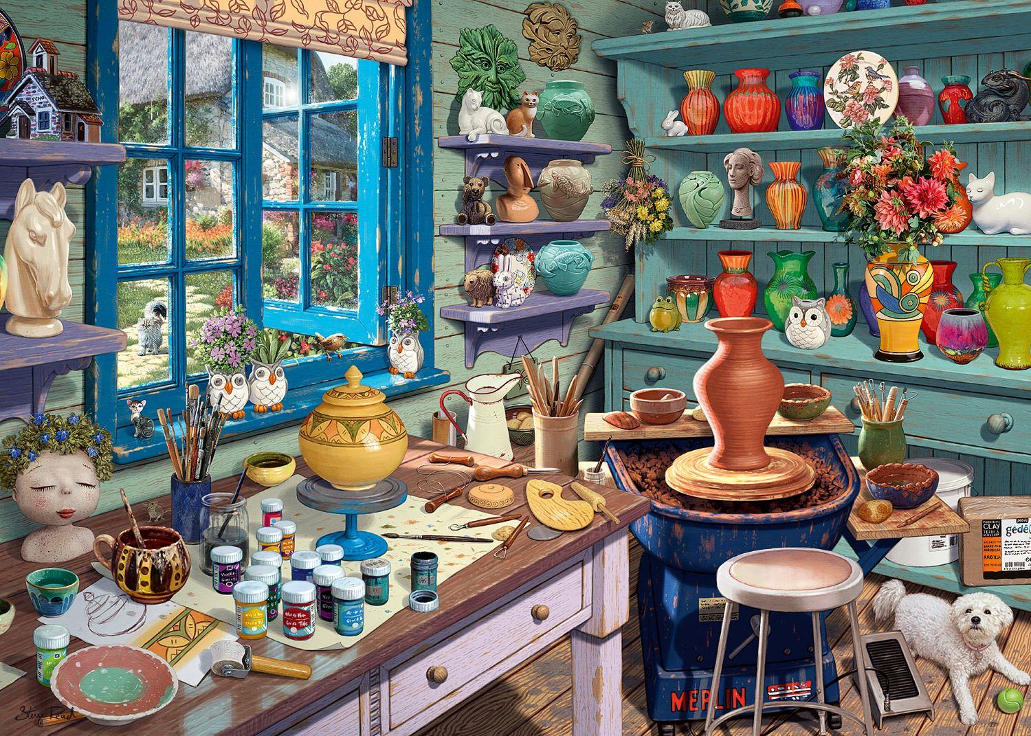 Ravensburger Pottery Studio Sanctuary Jigsaw Puzzle (500 XL Extra Large Pieces) DAMAGED BOX