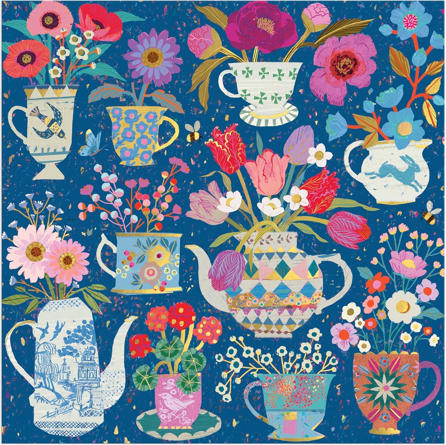 Galison Potted Teacups, Victoria Ball Foil Jigsaw Puzzle (500 Pieces)