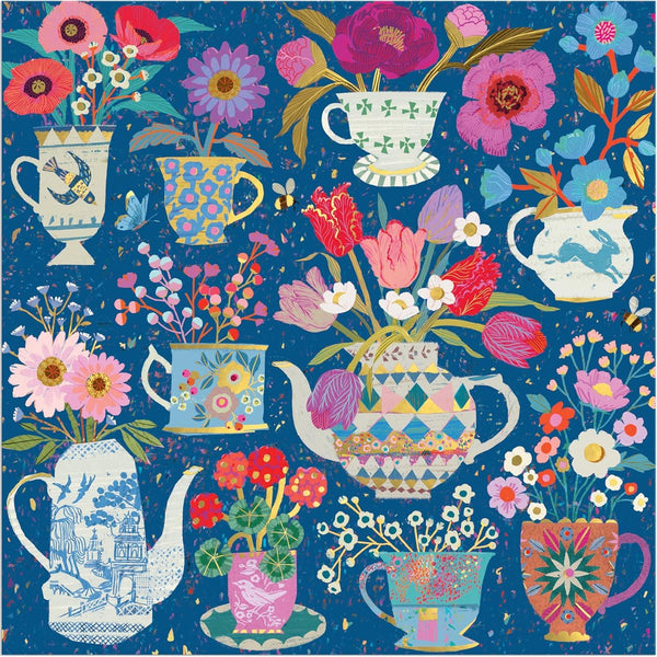 Galison Potted Teacups, Victoria Ball Foil Jigsaw Puzzle (500 Pieces)