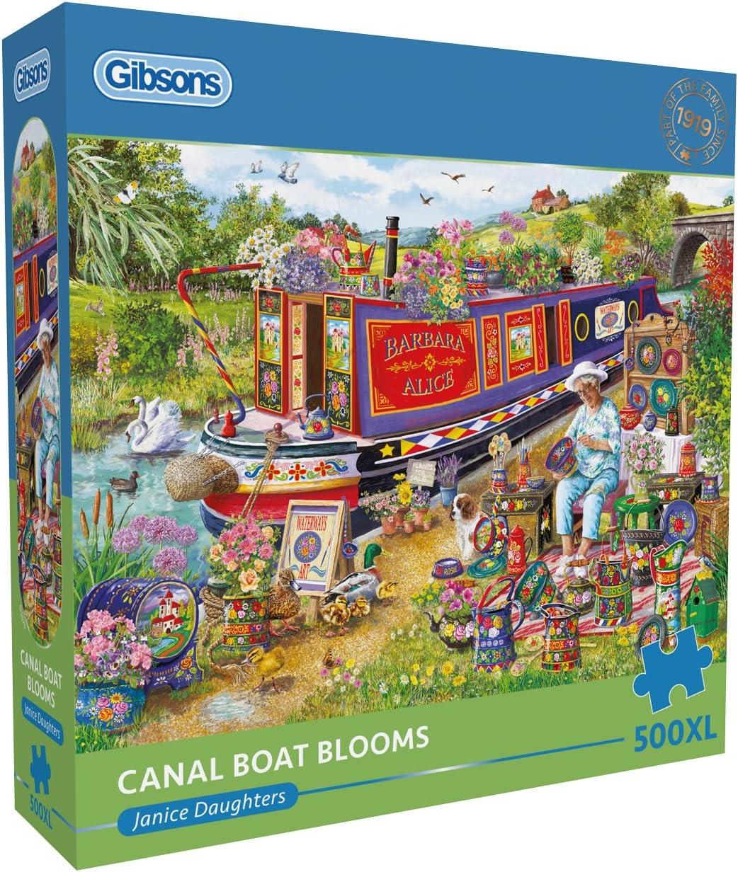 Gibsons Canal Boat Blooms Jigsaw Puzzle (500 XL Pieces) DAMAGED BOX