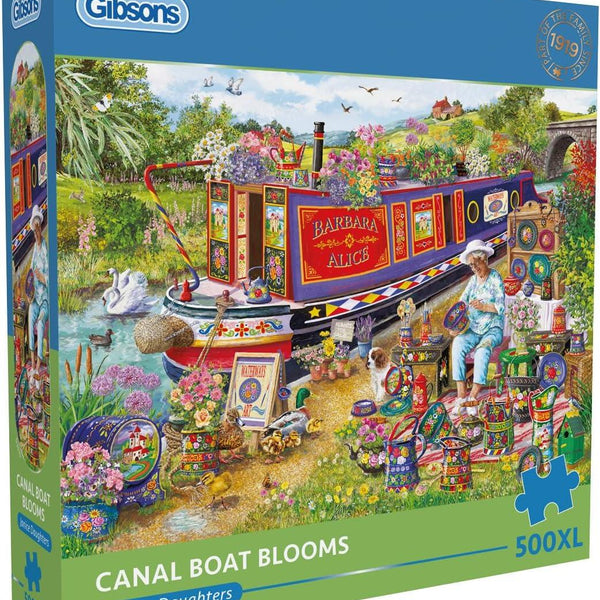 Gibsons Canal Boat Blooms Jigsaw Puzzle (500 XL Pieces) DAMAGED BOX