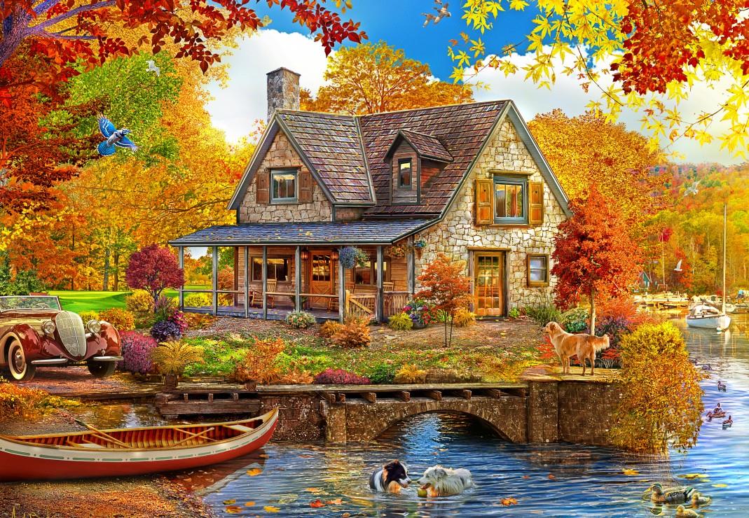Bluebird Lake House Jigsaw Puzzle (1000 Pieces)