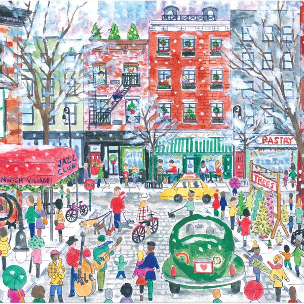 Galison Michael Storrings Christmas in Greenwich Village Jigsaw Puzzle (1000 Pieces)