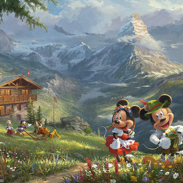 Schmidt Kinkade: Disney Mickey & Minnie in the Alps Jigsaw Puzzle (1000 pieces)
