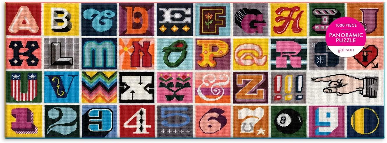 Galison Needlepoint A to Z Panorama Jigsaw Puzzle (1000 Pieces)