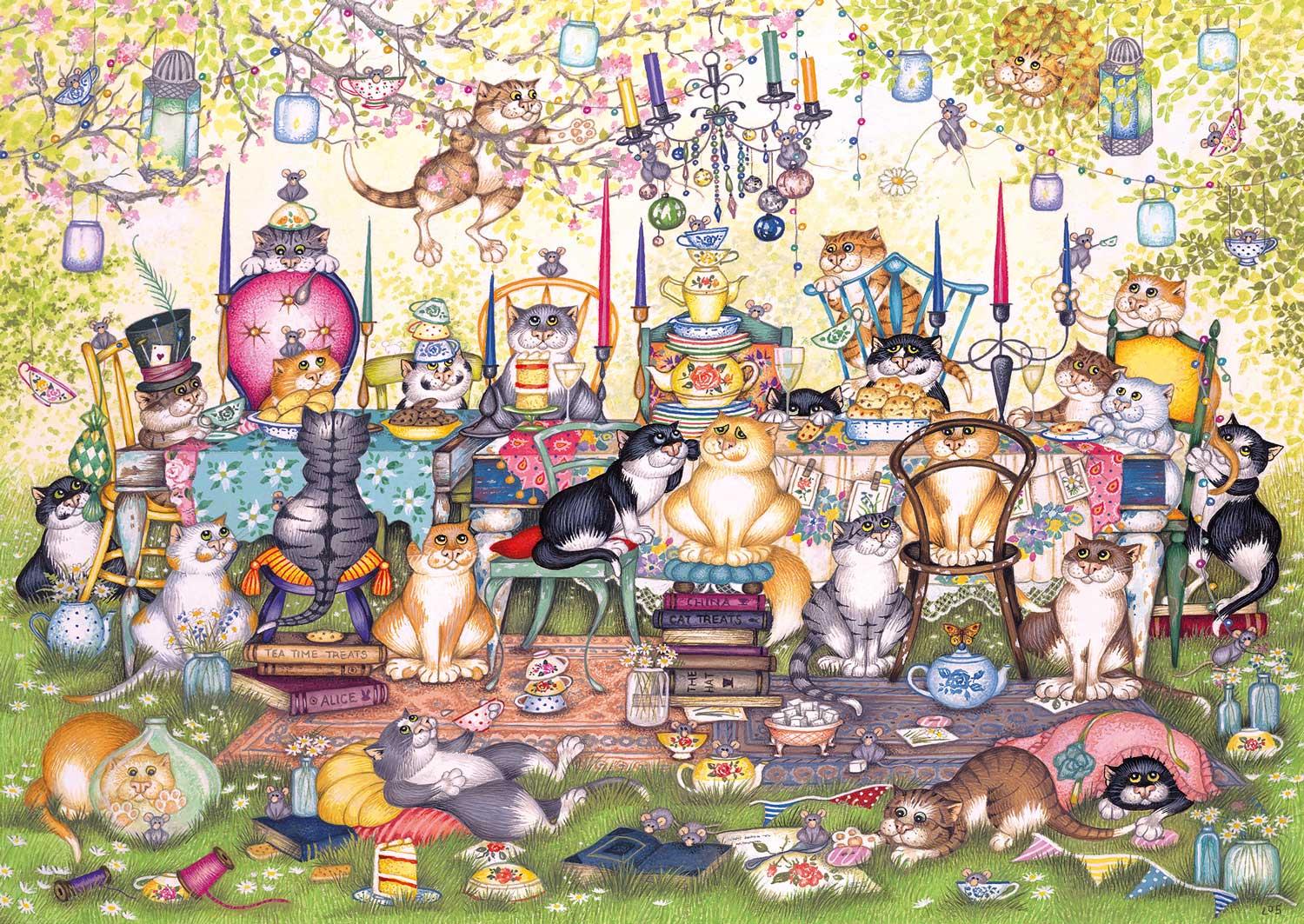 Gibsons Mad Catter's Tea Party Jigsaw Puzzle (250 XL Pieces) DAMAGED BOX
