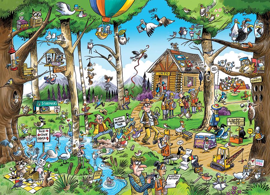 Cobble Hill Doodletown: Birdwatcher's Paradise Jigsaw Puzzle (1000 Pieces)