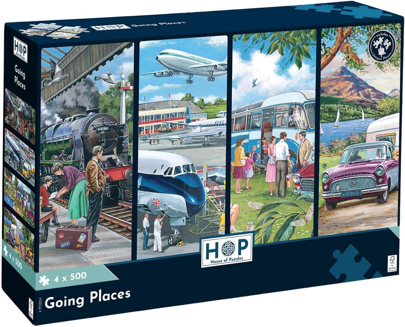 House of Puzzles Going Places Jigsaw Puzzles (4 x 500 Pieces)