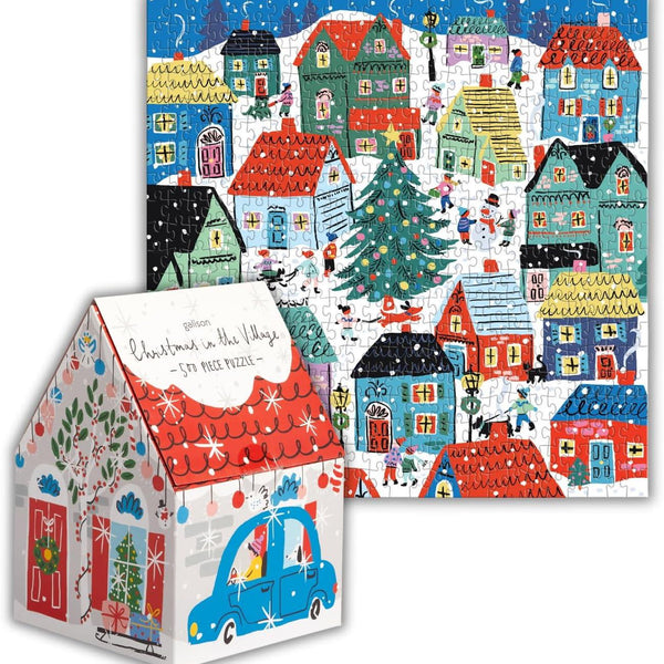 Galison Christmas in the Village House Jigsaw Puzzle (500 Pieces) DAMAGED BOX
