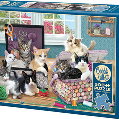 Cobble Hill Crafty Kittens Jigsaw Puzzle (500 XL Pieces)