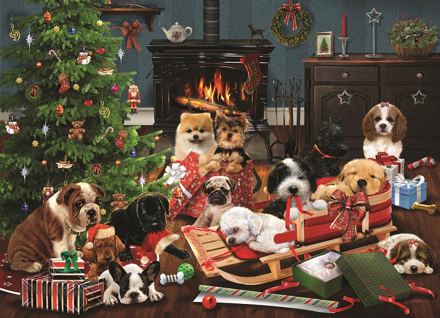 Cobble Hill Christmas Puppies Jigsaw Puzzle (1000 Pieces)