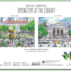 Galison Springtime at the Library, Michael Storrings Double-Sided Jigsaw Puzzle (500 Pieces)