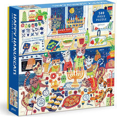 Galison Happy Hanukcats Jigsaw Puzzle (500 Pieces)