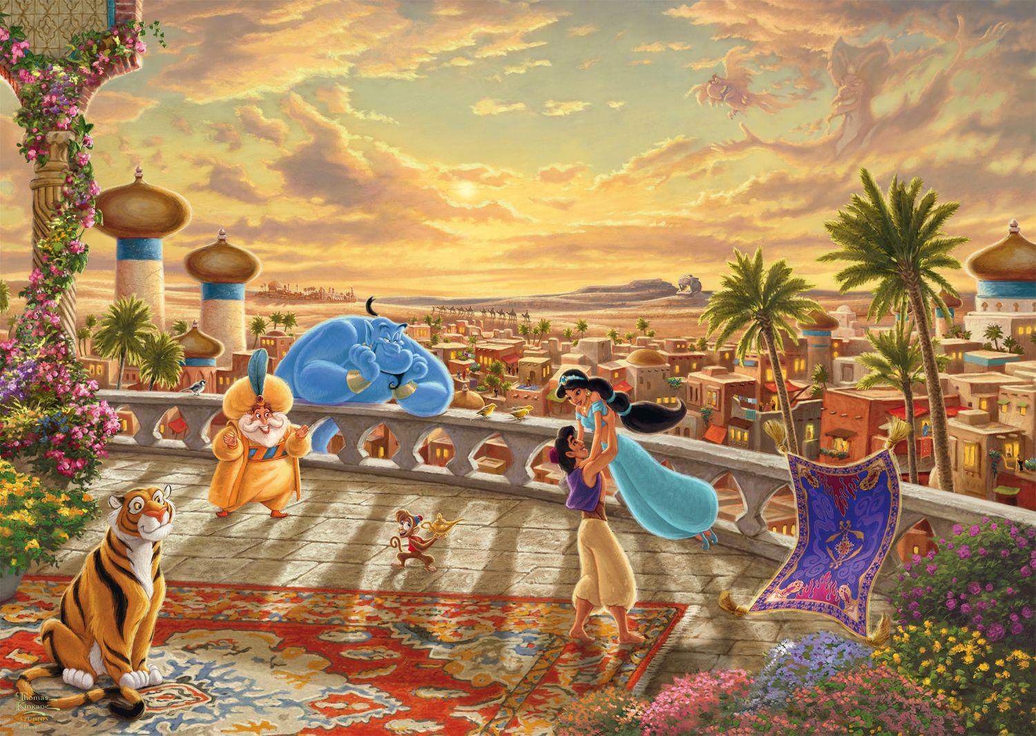 Schmidt Kinkade Disney Jasmine Dancing in the Desert Sunset Jigsaw Puzzle (1000 Pieces) DAMAGED BOX