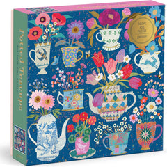 Galison Potted Teacups, Victoria Ball Foil Jigsaw Puzzle (500 Pieces)