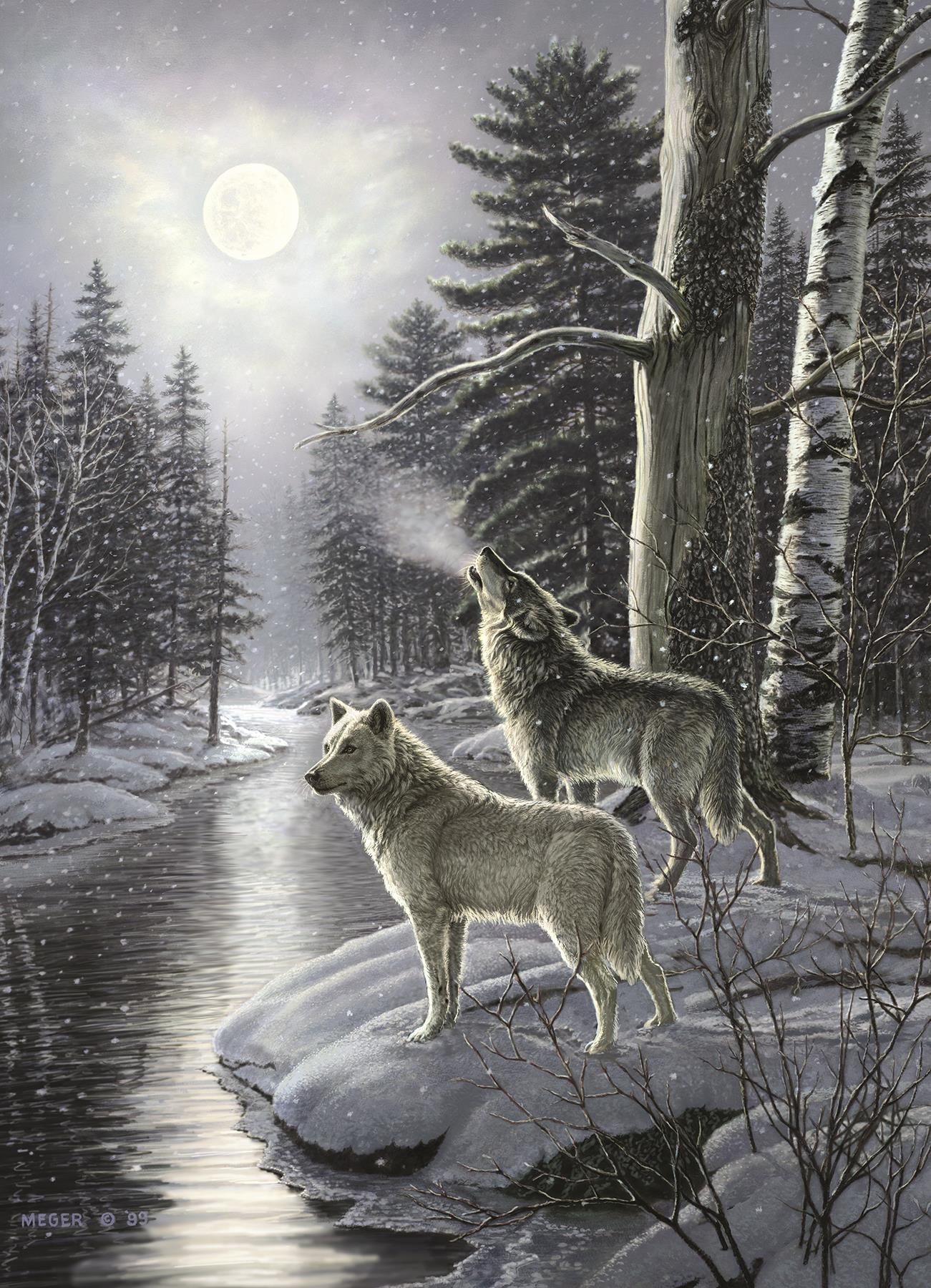 Cobble Hill Wolves by Moonlight Jigsaw Puzzle (1000 Pieces)