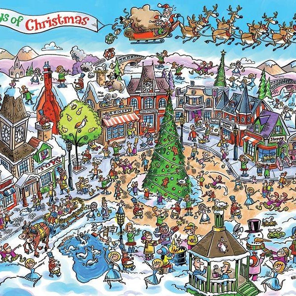 Cobble Hill Doddletown: 12 Days of Christmas Jigsaw Puzzle (1000 Pieces)