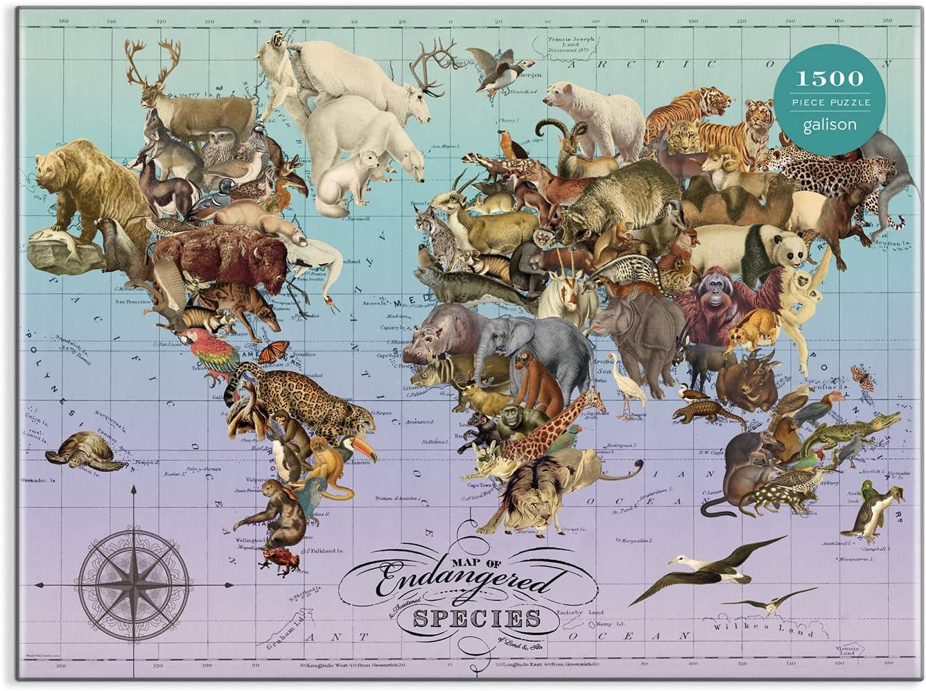 Galison Endangered Species, Wendy Gold Jigsaw Puzzle (1500 Pieces)