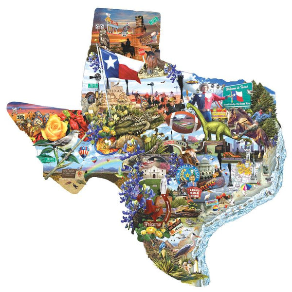Sunsout Welcome To Texas! - Lori Schory Shaped Jigsaw Puzzle (1000 Pieces)