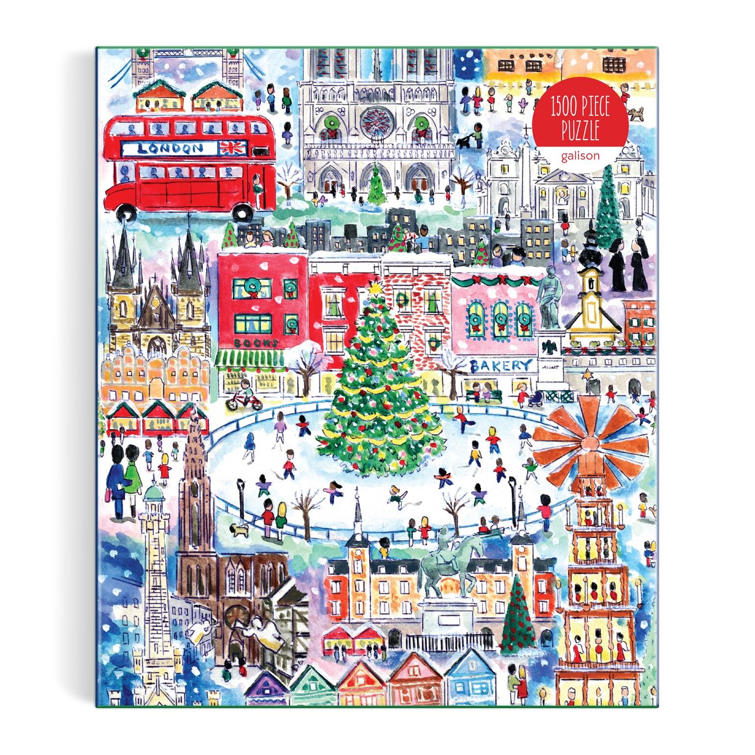 Galison Michael Storrings Christmas Around The World Jigsaw Puzzle (1500 Pieces)