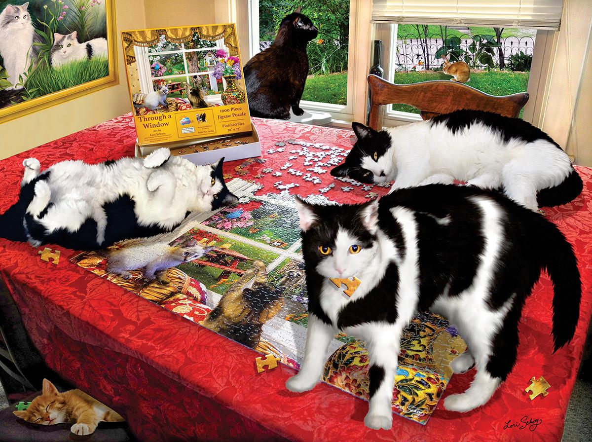 Sunsout Who Let the Cats Out? - Lori Schory - Jigsaw Puzzle (1000 Pieces)