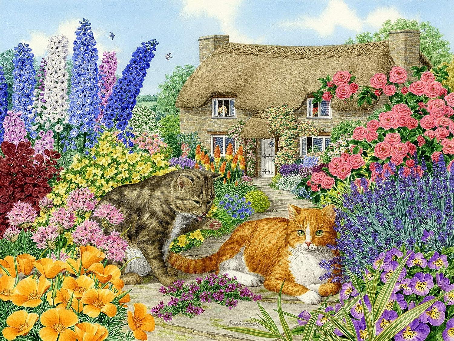 Spring Cottage Cats, Sarah Adams Jigsaw Puzzle (500 Pieces)