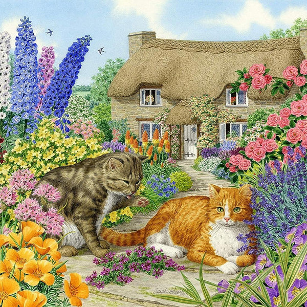 Spring Cottage Cats, Sarah Adams Jigsaw Puzzle (500 Pieces)