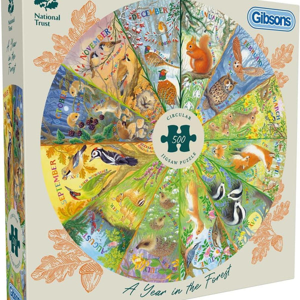 Gibsons National Trust: A Year in the Forest Circular Jigsaw Puzzle (500 Pieces)
