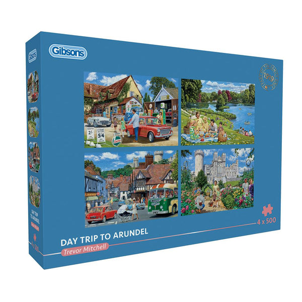 Gibsons Day Out with The Family Jigsaw Puzzle (4 x 500 Pieces) DAMAGED BOX