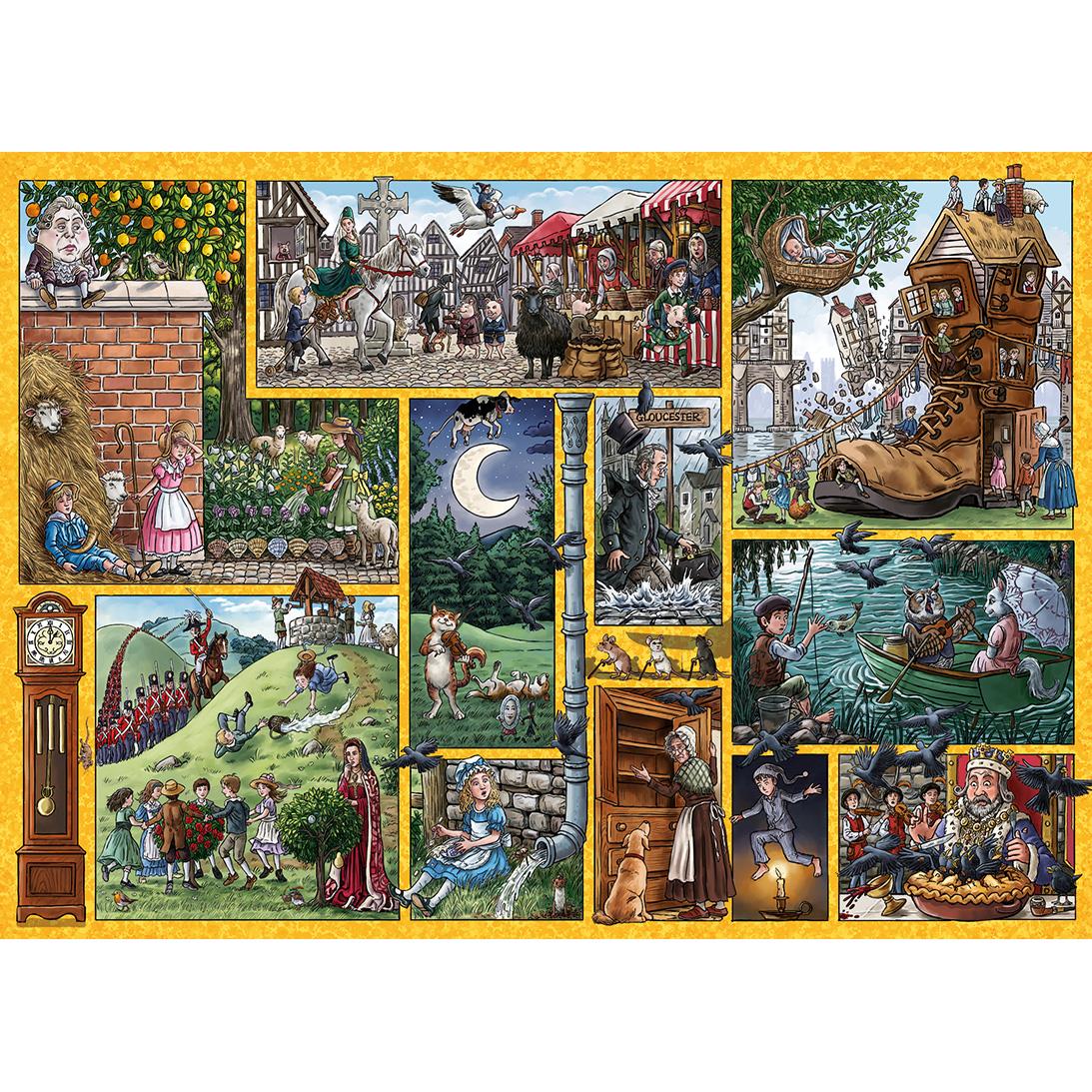 Gibsons Nursery Rhymes Through Time Jigsaw Puzzle (1000 Pieces) DAMAGED BOX