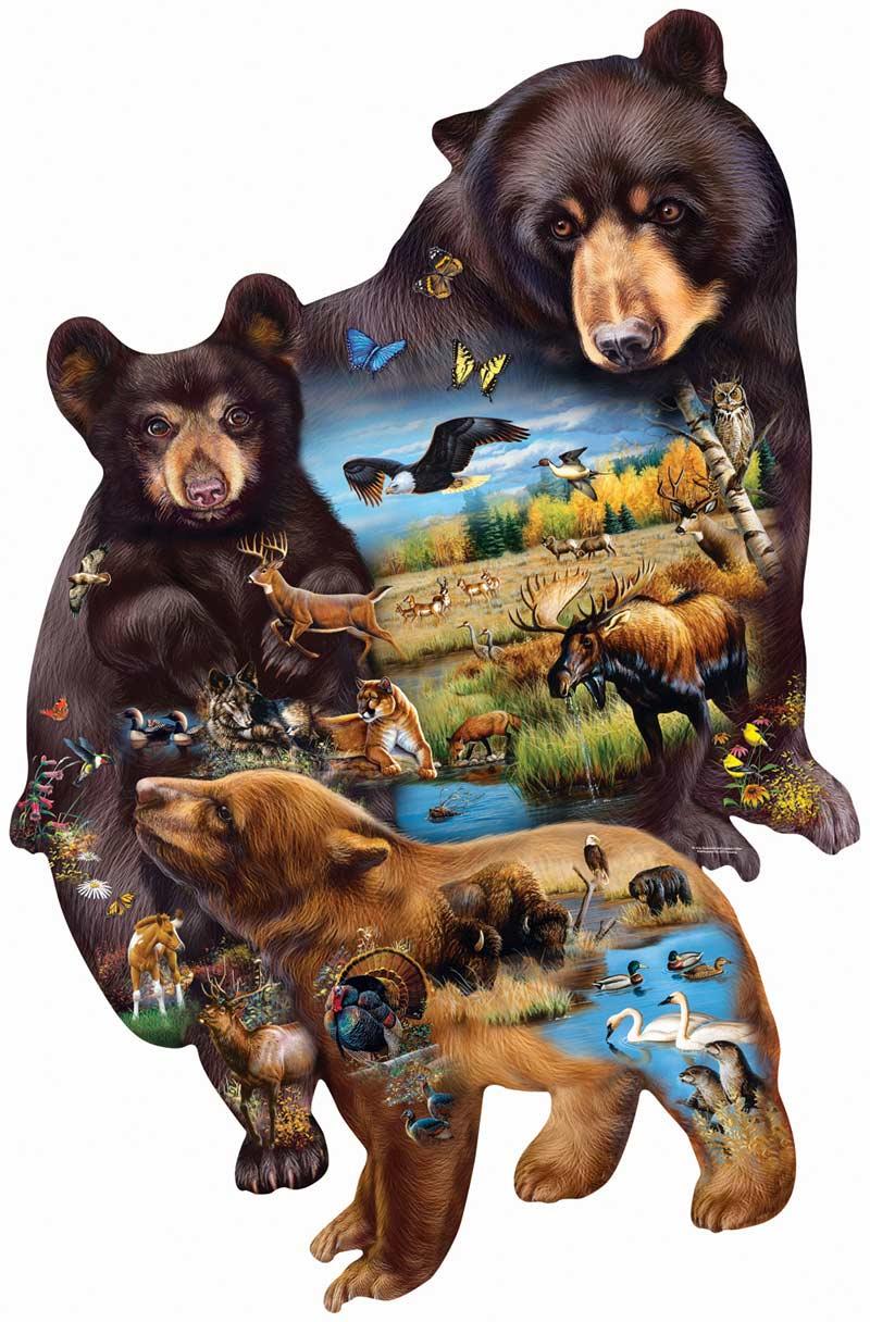 Sunsout Bear Family Adventure, Cynthie Fisher Shaped Jigsaw Puzzle (1000 Pieces)