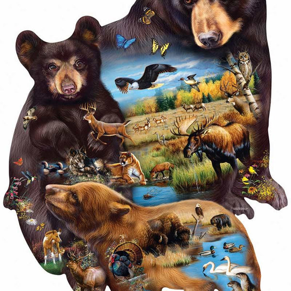 Sunsout Bear Family Adventure, Cynthie Fisher Shaped Jigsaw Puzzle (1000 Pieces)