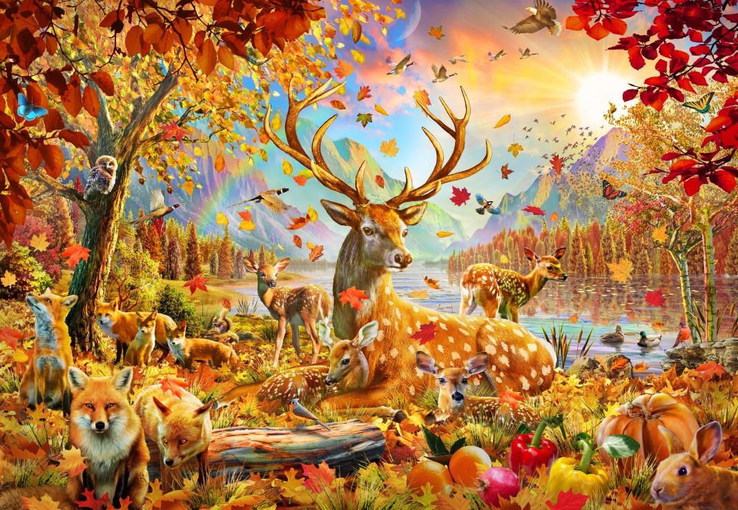 Bluebird Animals In the Fall Jigsaw Puzzle (1000 Pieces)