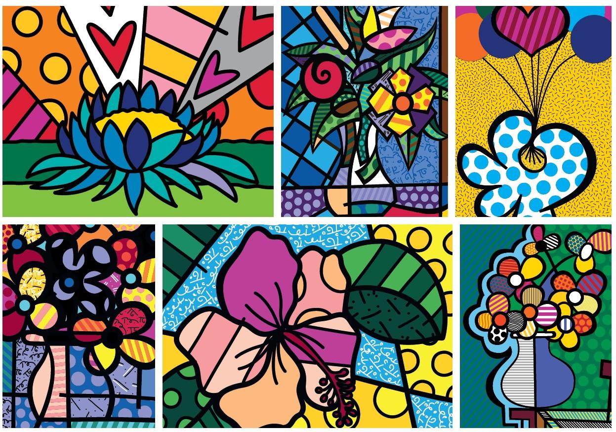 Bluebird Romero Britto - Collage: Flowers Jigsaw Puzzle (2000 Pieces)