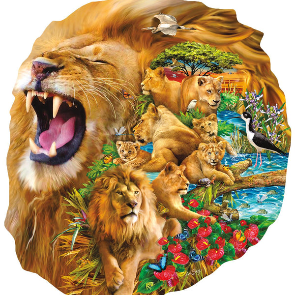 Sunsout Lion Family - Lori Schory Shaped Jigsaw Puzzle (600 Pieces)