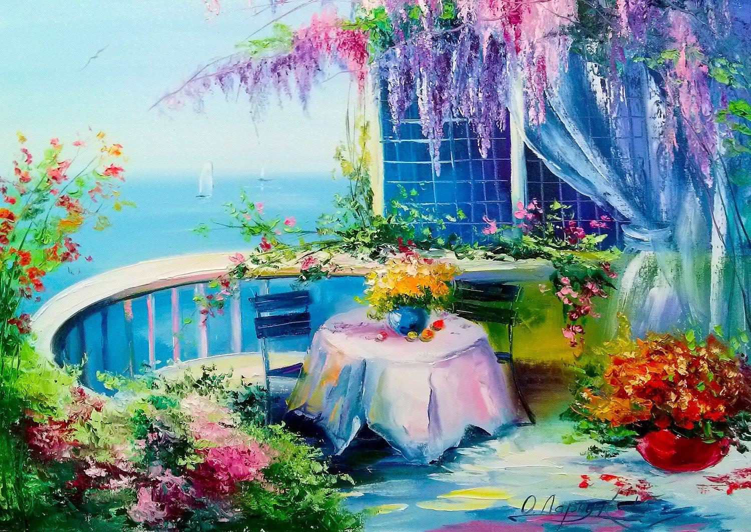 Enjoy Flowering Balcony Jigsaw Puzzle (1000 Pieces)
