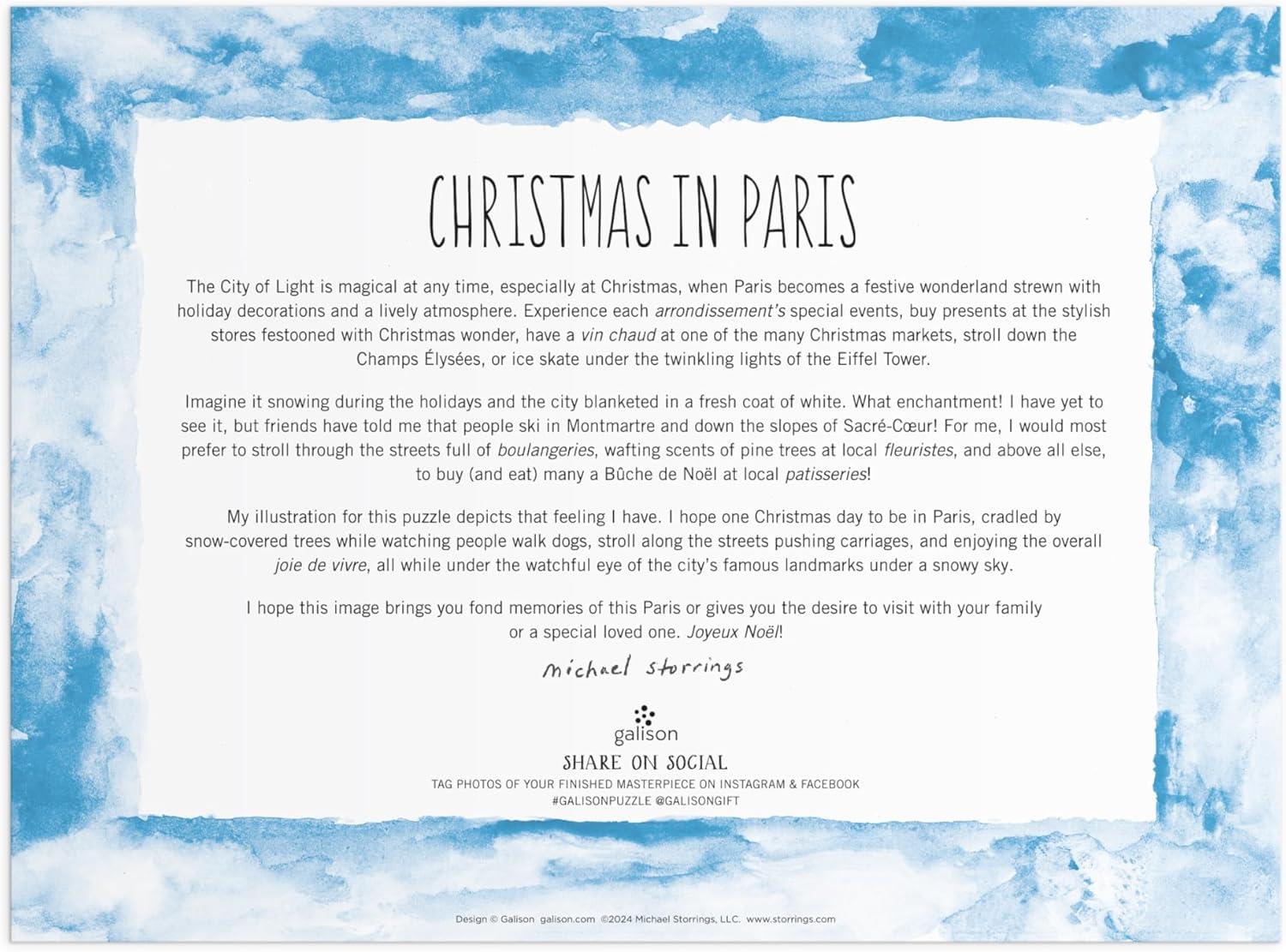 Galison Michael Storrings Christmas in Paris Foil Jigsaw Puzzle