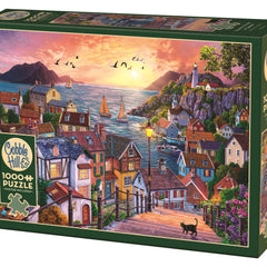 Cobble Hill Coastal Town at Sunset Jigsaw Puzzle (1000 Pieces)