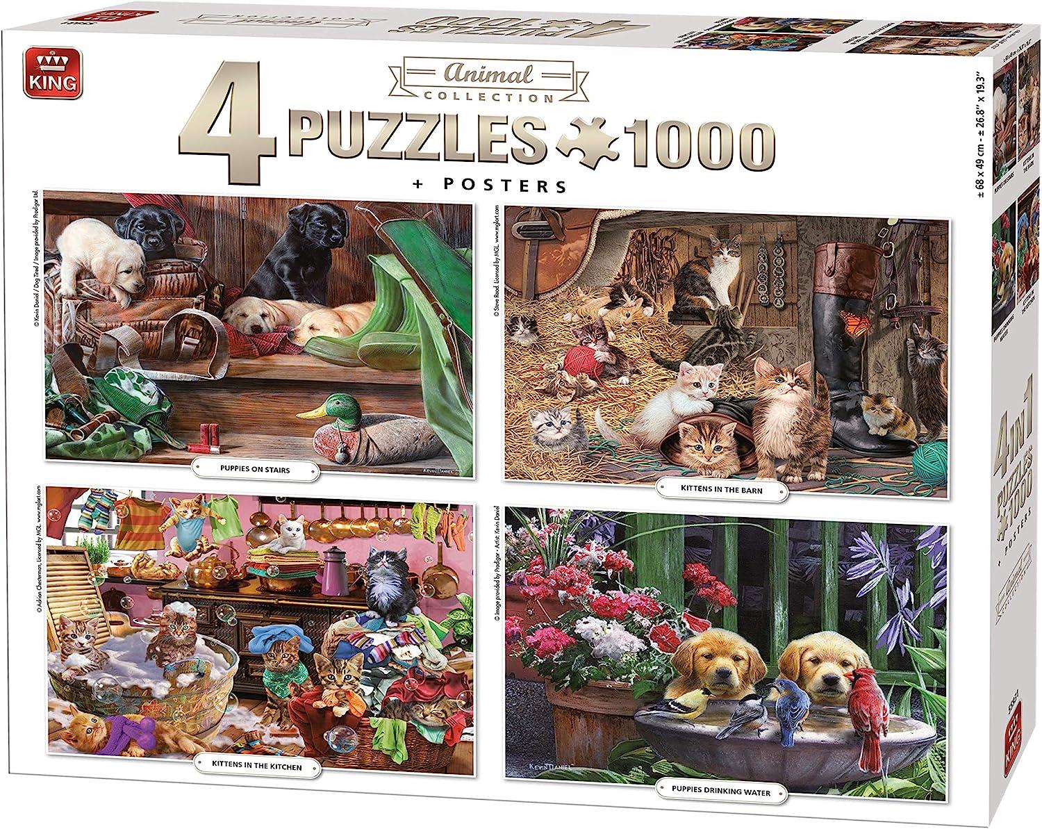 King 4 In 1 Animal Collection Jigsaw Puzzle (1000 Pieces)