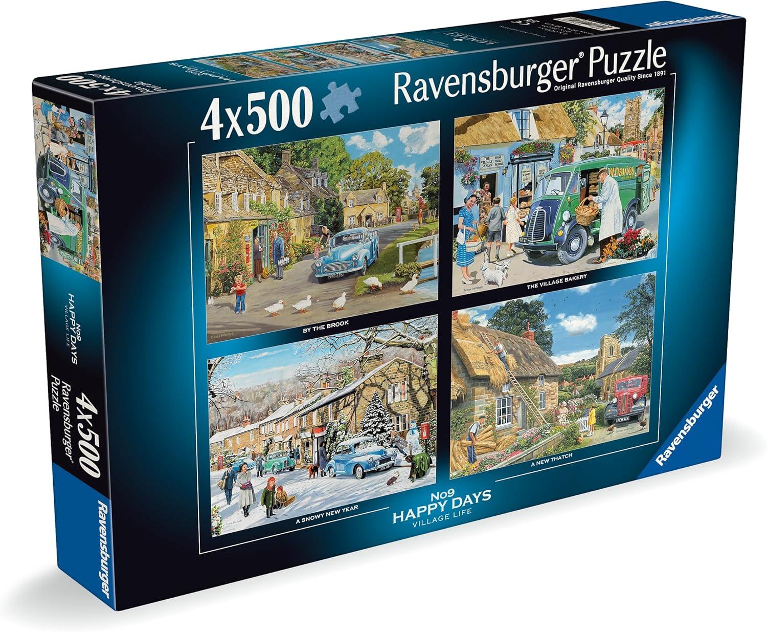 Ravensburger Happy Days No 9 Village Life Jigsaw Puzzle (4 x 500 Pieces)