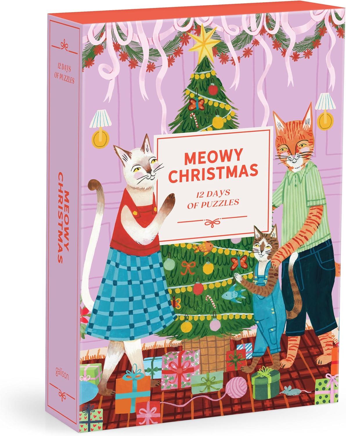 Galison Meowy Christmas Countdown 12 Days of Puzzles (500 Pieces)
