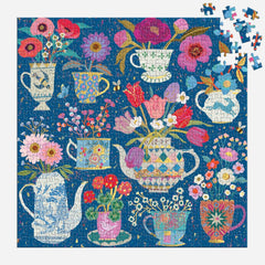 Galison Potted Teacups, Victoria Ball Foil Jigsaw Puzzle (500 Pieces)