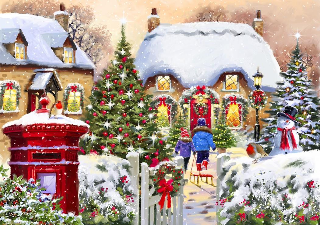 Bluebird Winter Cottage Jigsaw Puzzle (1000 Pieces)