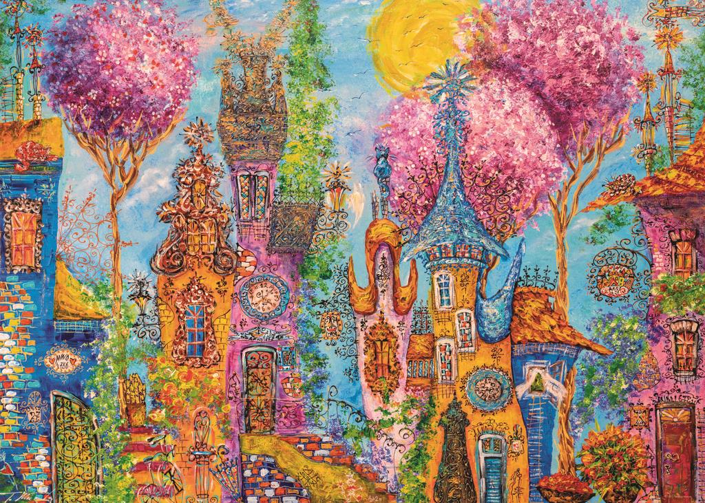 Heye Pink Trees, Charming Village Jigsaw Puzzle (1000 Pieces)